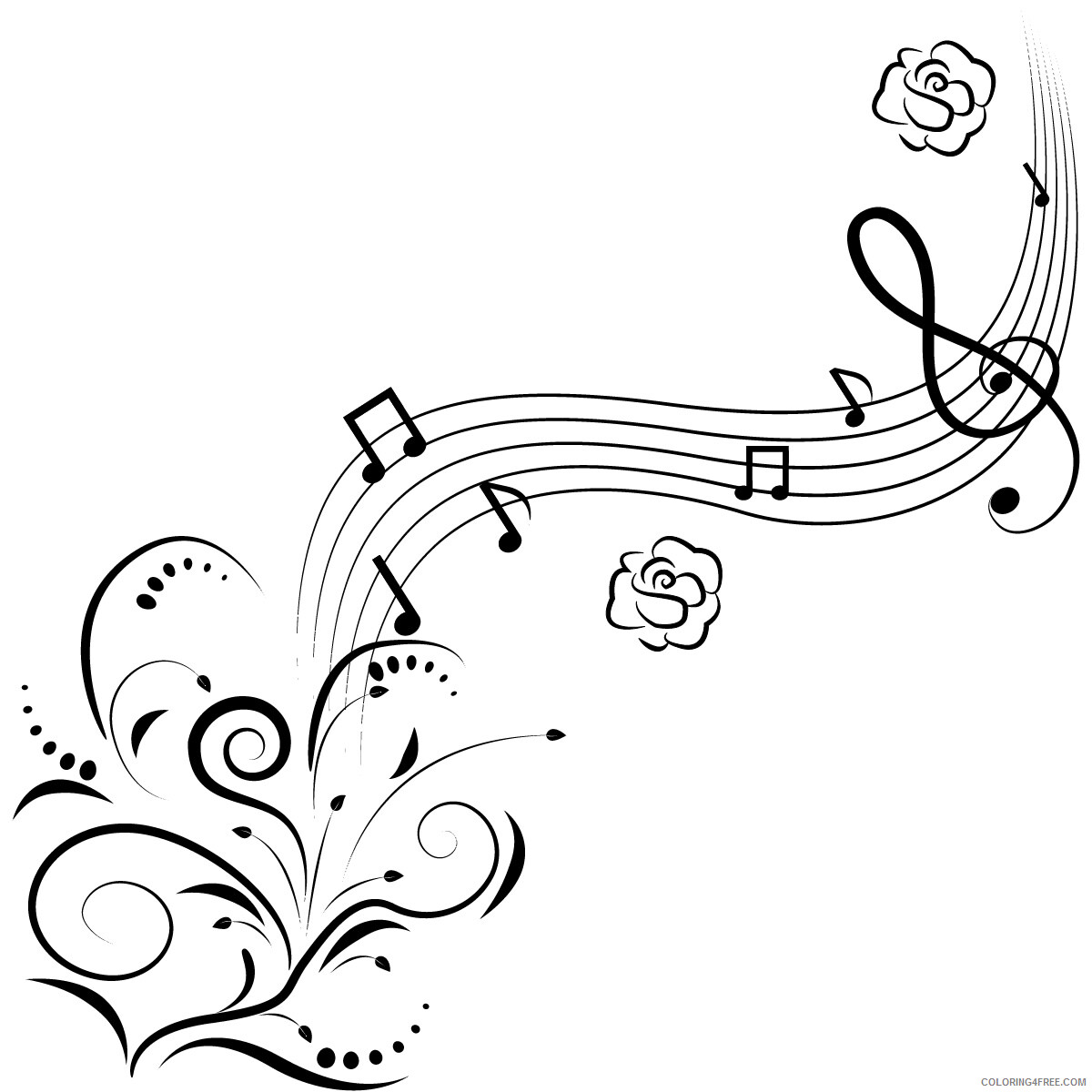 Music Notes Coloring Pages Music Note Design Printable 2021 4322 Coloring4free