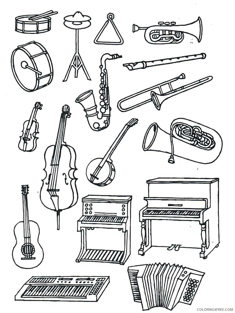 Musical Instrument Coloring Pages Musical Instrument 7 Printable 2021 4366 Coloring4free