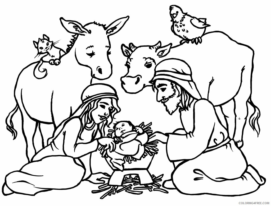 Nativity Coloring Pages nativity animals Printable 2021 4376 Coloring4free