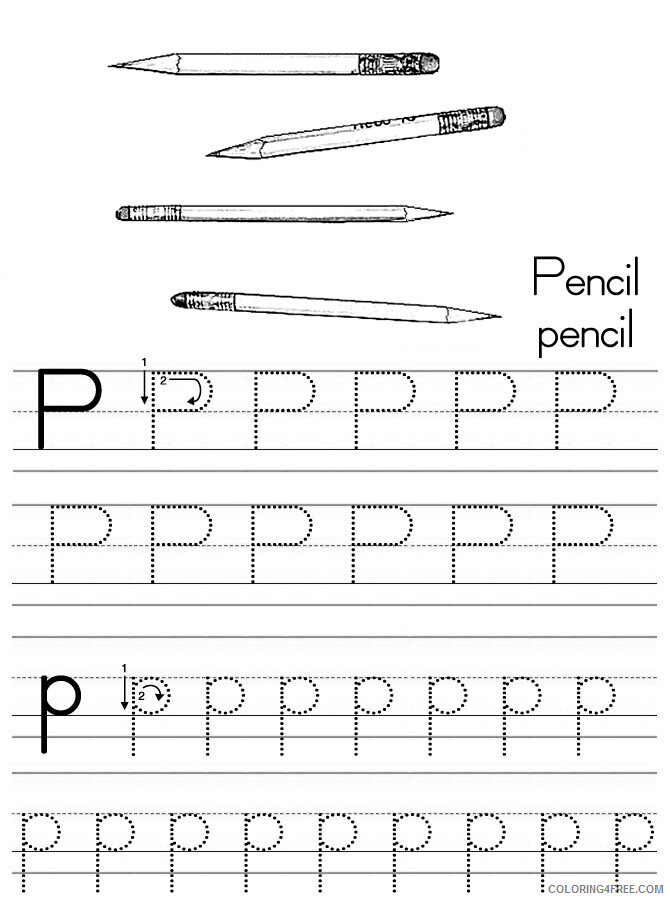 Pencil Coloring Pages alphabet abc letter p pencil Printable 2021 4478 Coloring4free
