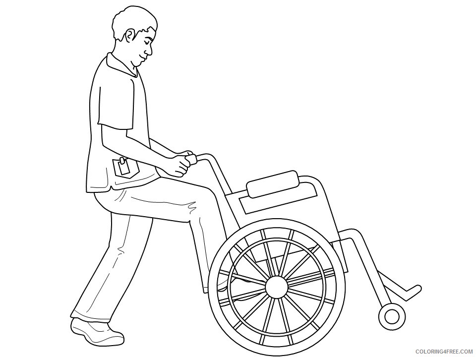 People Coloring Pages nurse wheelchair Printable 2021 4528 Coloring4free
