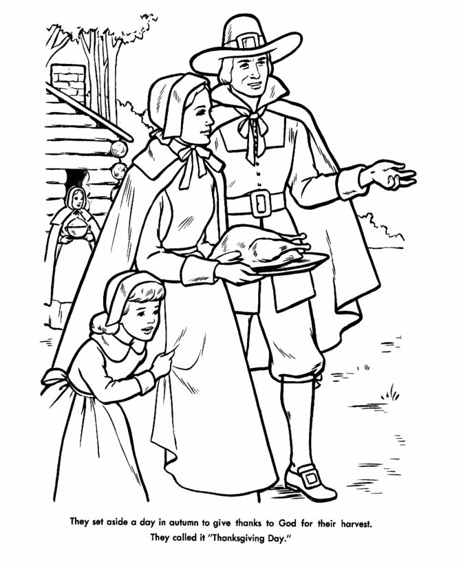 Pilgrim Coloring Pages Pilgrims on Thanksgiving Day Printable 2021 4573 Coloring4free