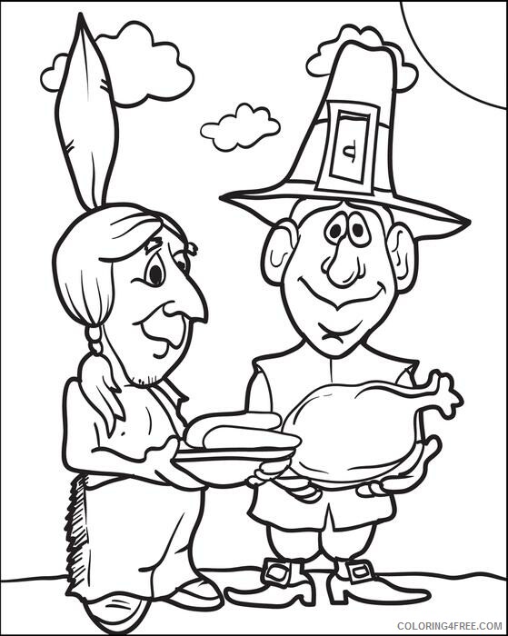 Pilgrim Coloring Pages color pilgrims and indians Printable 2021 4548 Coloring4free