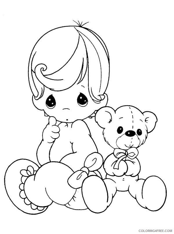 Precious Moments Coloring Pages Baby with Her Teddy Bear Printable 2021 4705 Coloring4free