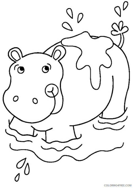 Preschool Animal Coloring Pages Preschool Hippo Printable 2021 4871 Coloring4free