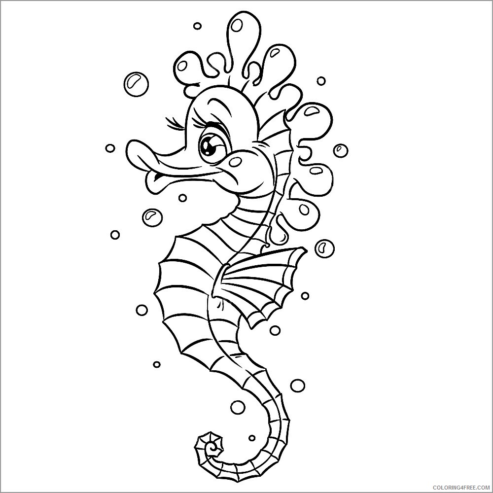 Preschool Animal Coloring Pages cute seahorse for preschoolers Printable 2021 Coloring4free