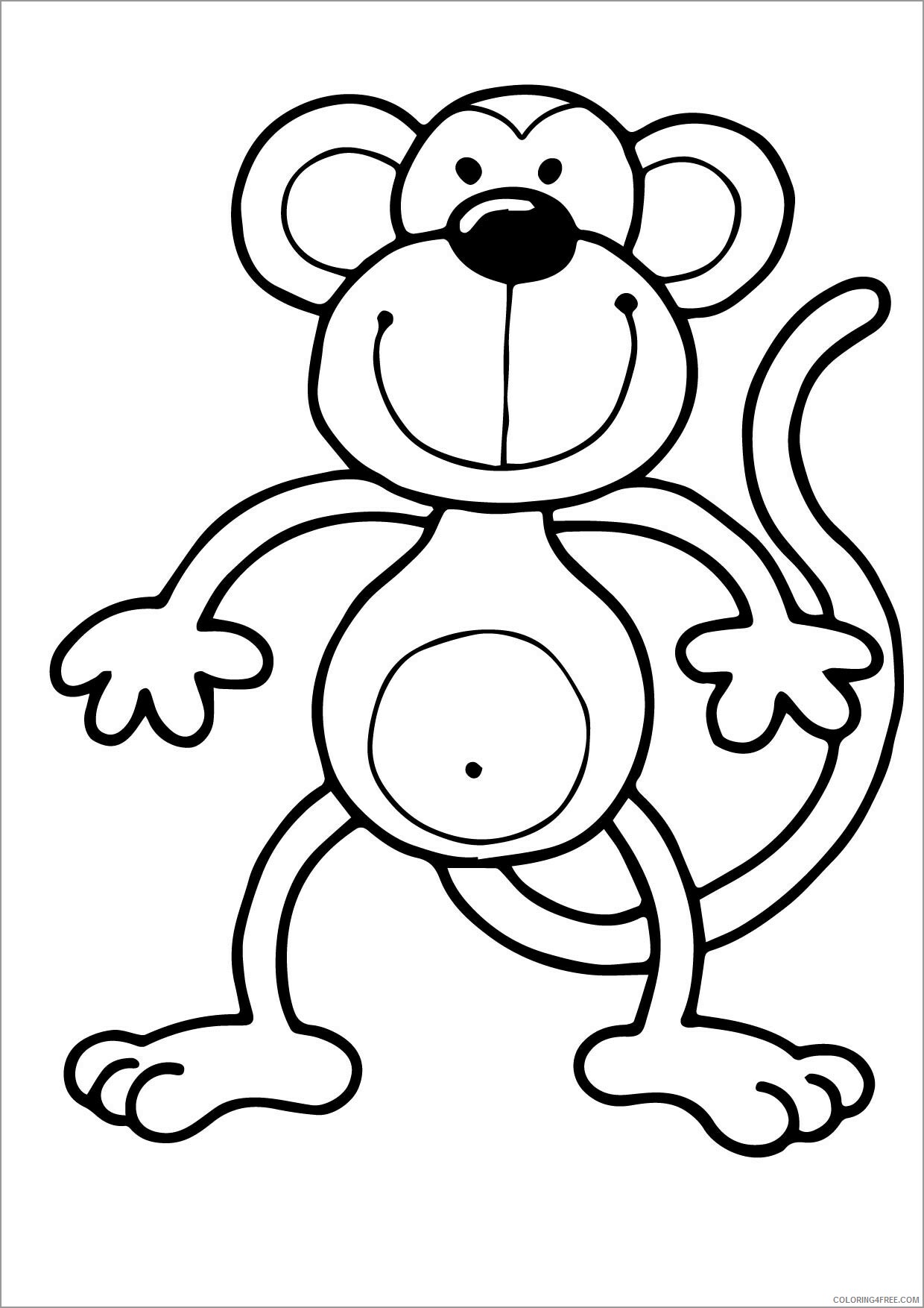 Preschool Animal Coloring Pages monkey for preschoolers Printable 2021 4863 Coloring4free