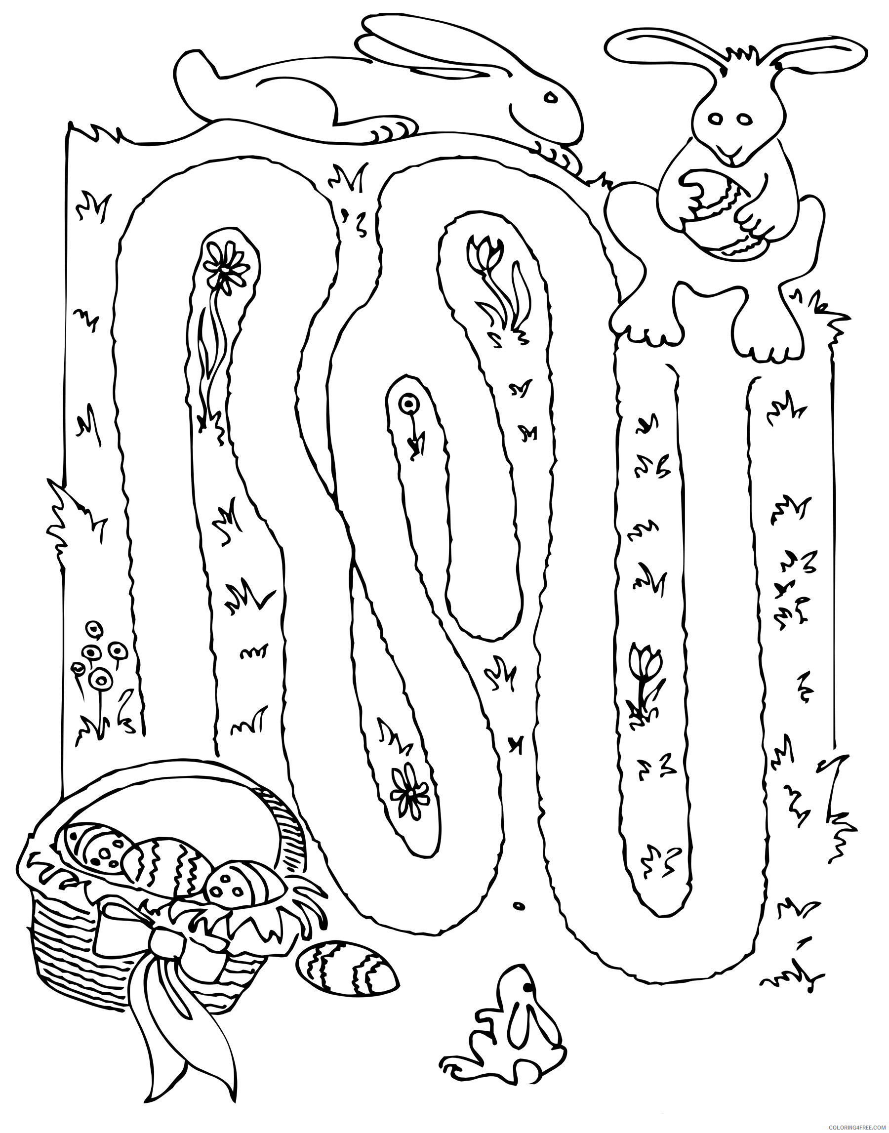 Preschool Coloring Pages Easy Easter Mazes for Preschool Printable 2021 4771 Coloring4free
