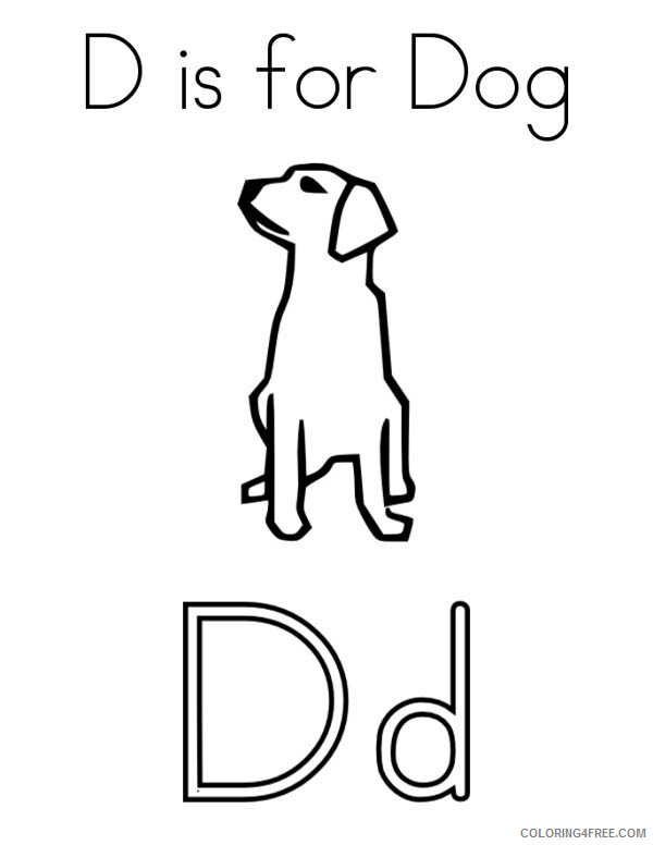 Preschool Coloring Pages Preschool Kids Learn Letter D for Dog Printable 2021 Coloring4free