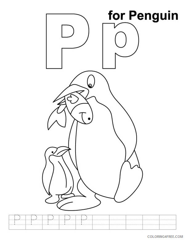 Preschool Coloring Pages Preschool Kids Read Penguin for Letter P Printable 2021 Coloring4free