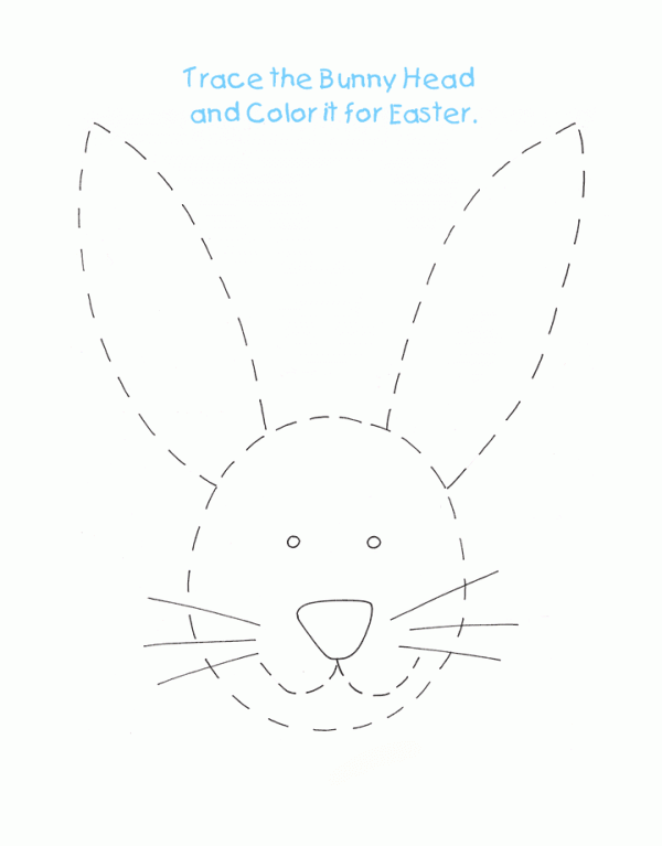 Preschool Worksheets Coloring Pages Easter Preschool Bunny Trace Printable 2021 4888 Coloring4free