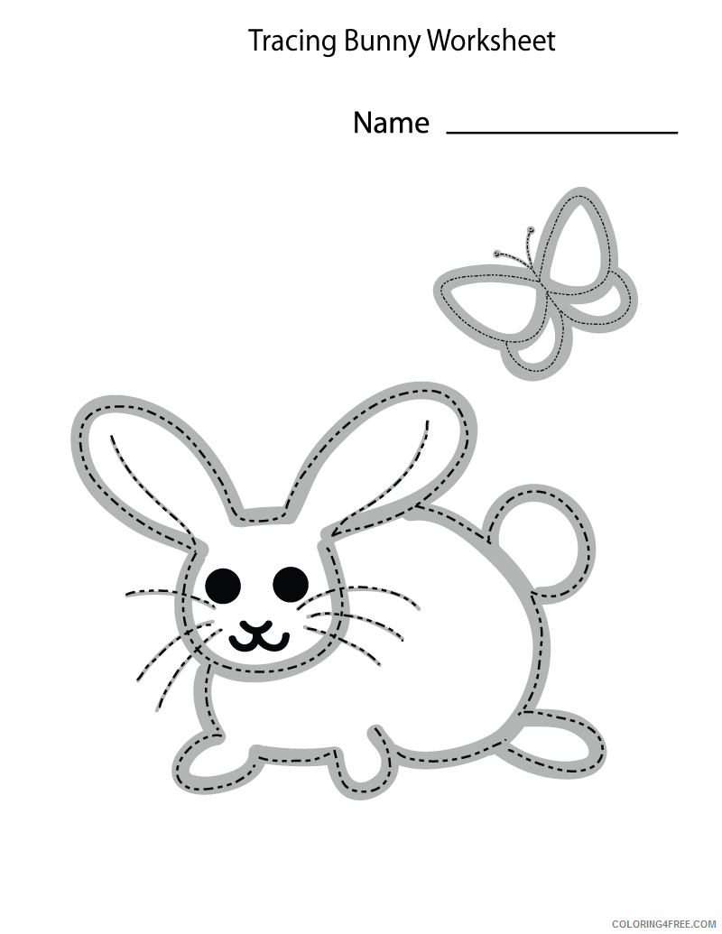 Preschool Worksheets Coloring Pages Easter Preschool Bunny Trace Printable 2021 4889 Coloring4free