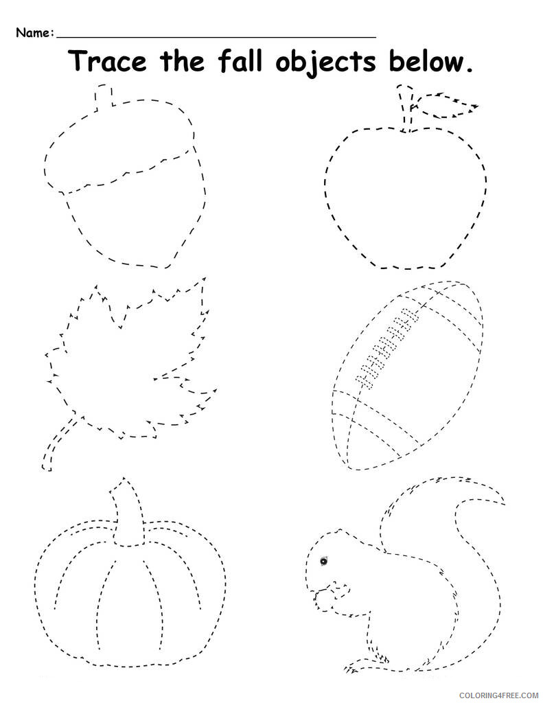 Preschool Worksheets Coloring Pages Fall Preschool Tracing Worksheets Printable 2021 Coloring4free