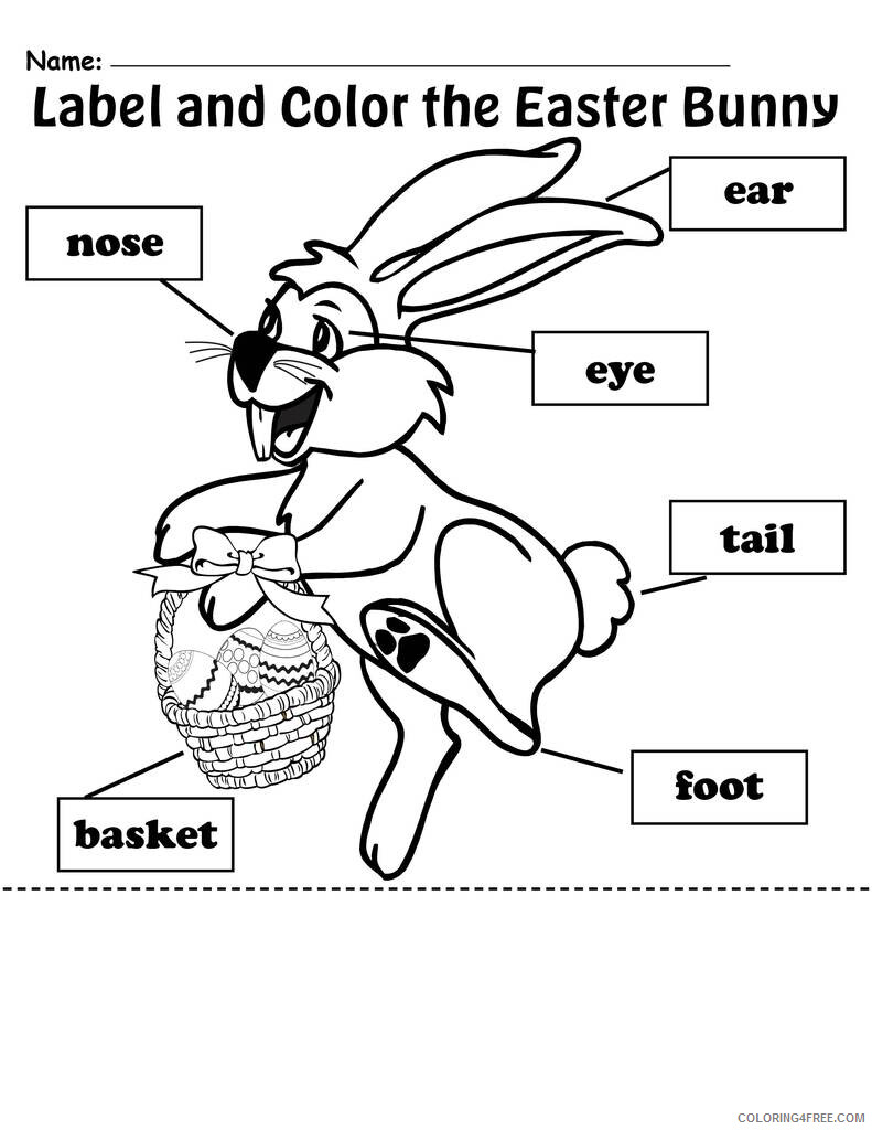 Preschool Worksheets Coloring Pages Label Easter Bunny Preschool Printable 2021 Coloring4free