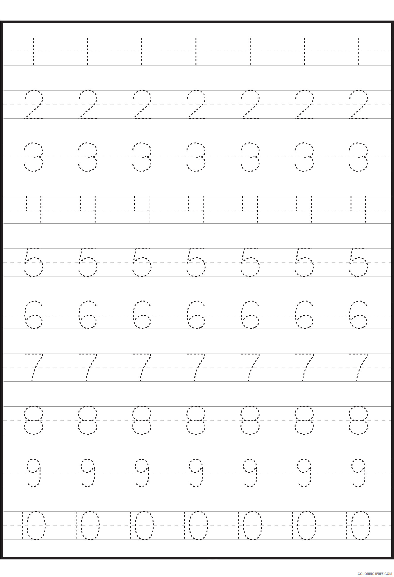 Preschool Worksheets Coloring Pages Numbers Preschool Tracing Printable 2021 Coloring4free