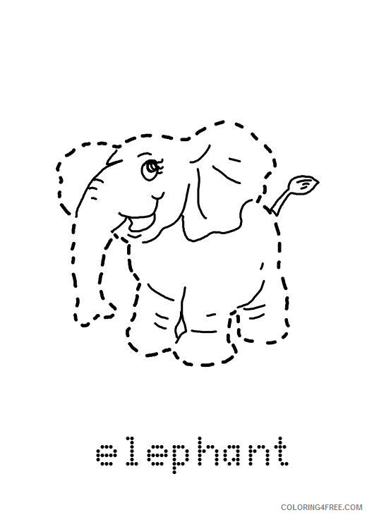 Preschool Worksheets Coloring Pages Preschool Elephant Tracing Printable 2021 Coloring4free