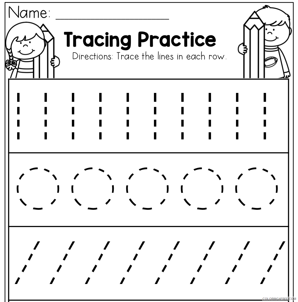 Preschool Worksheets Coloring Pages Preschool Tracing Practice Printable 2021 Coloring4free