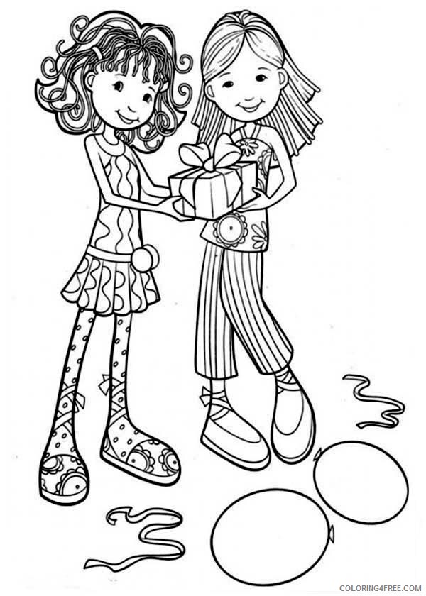 Present Coloring Pages Two Beautiful Ladies Holding Bithday Present Printable 2021 Coloring4free