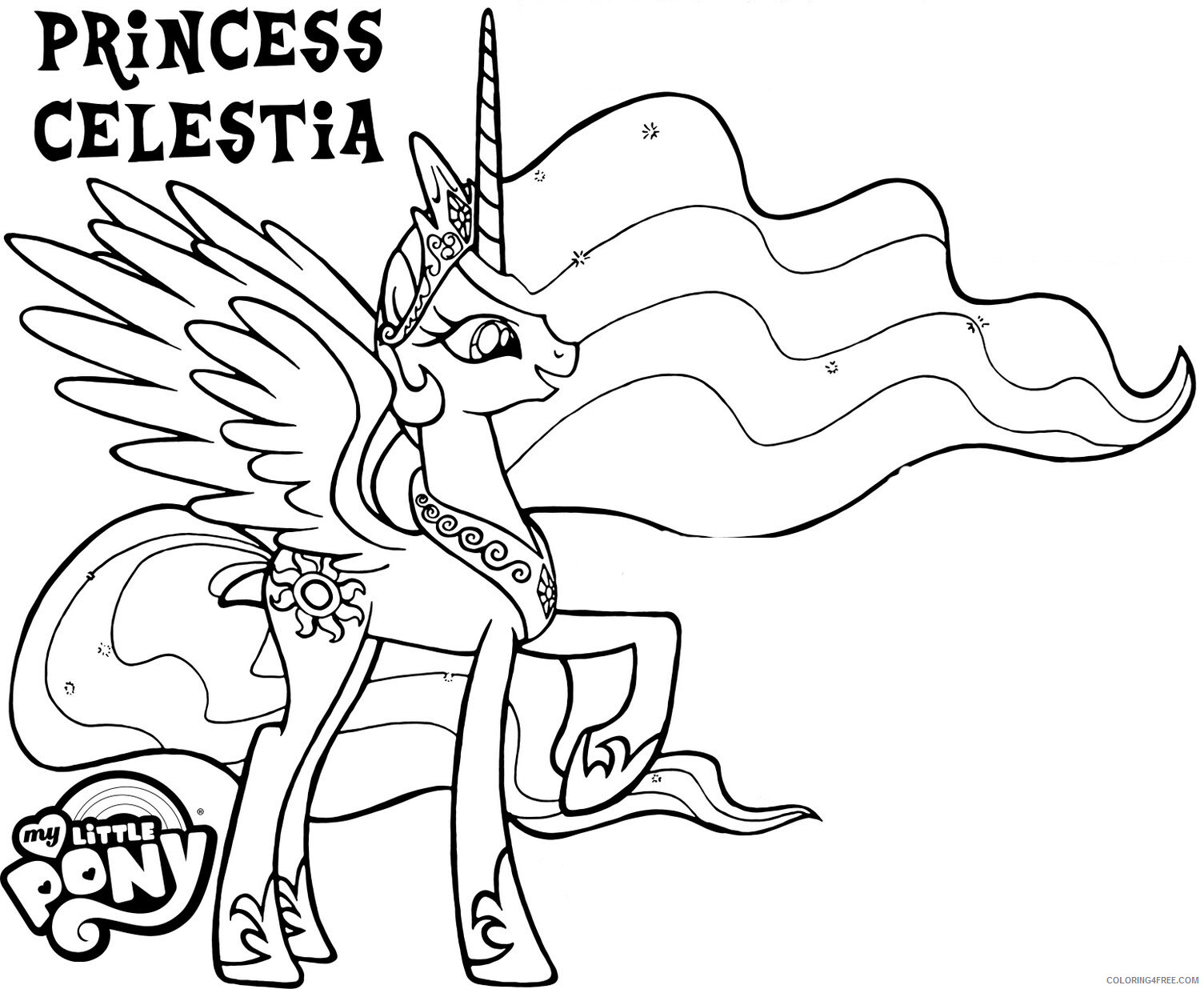 Princess Celestia Coloring Pages Princess Celestia Printable 2021 4934 Coloring4free