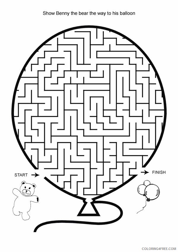 Puzzle Coloring Pages Balloon Maze Puzzle Medium Printable 2021 4947 Coloring4free