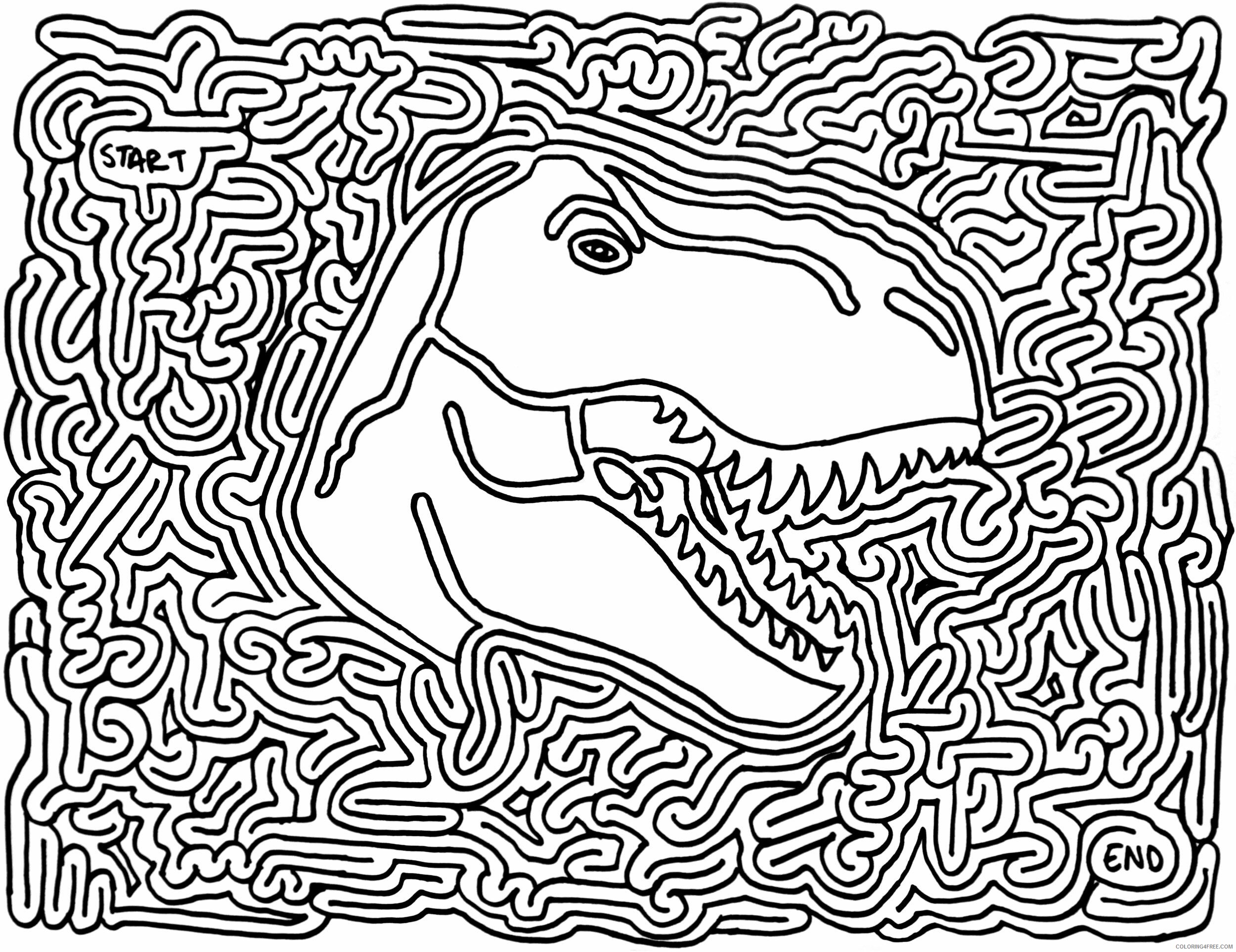 Puzzle Coloring Pages Dinosaur Maze Puzzle Printable 2021 4949 Coloring4free