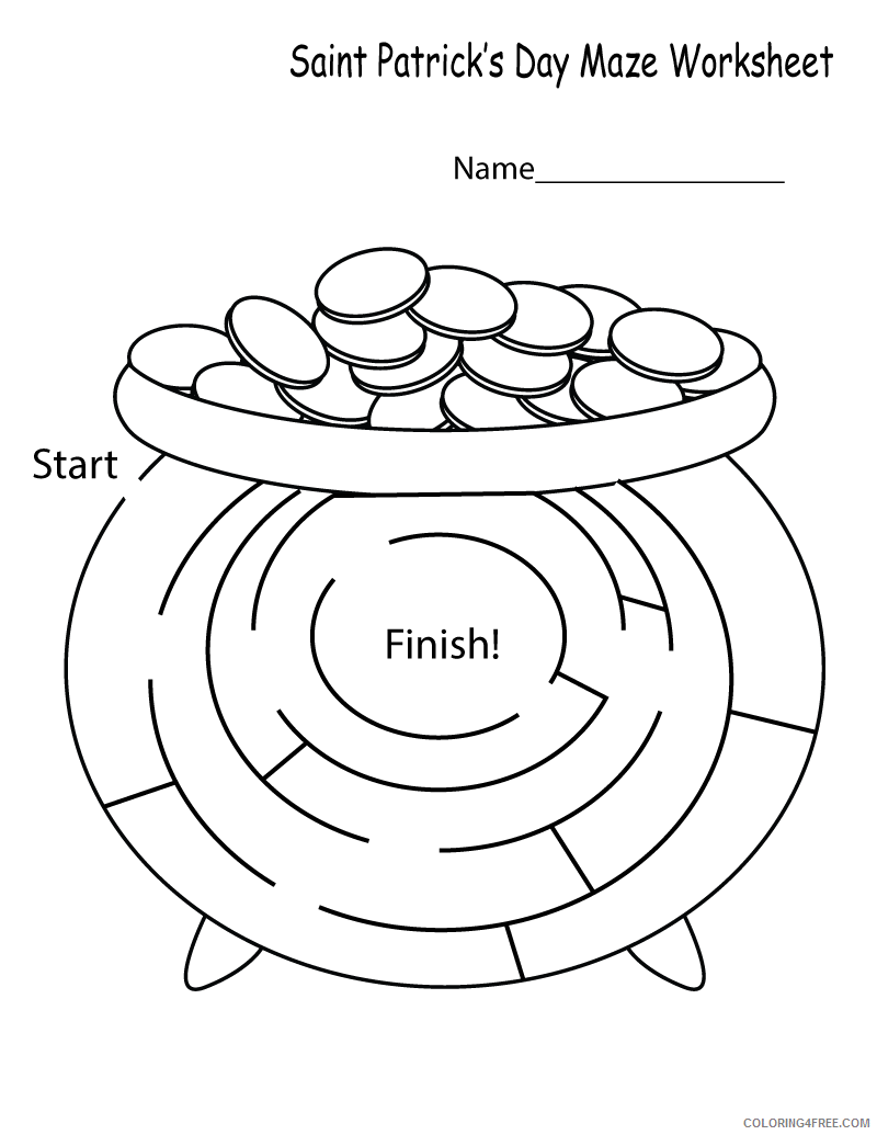 Puzzle Coloring Pages Easy St Patricks Day Maze Puzzle Printable 2021 4954 Coloring4free