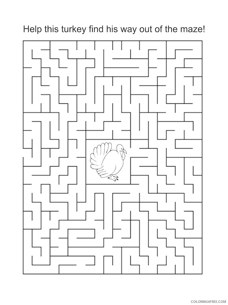 Puzzle Coloring Pages Printable Thanksgiving Find the Way Puzzle Printable 2021 Coloring4free