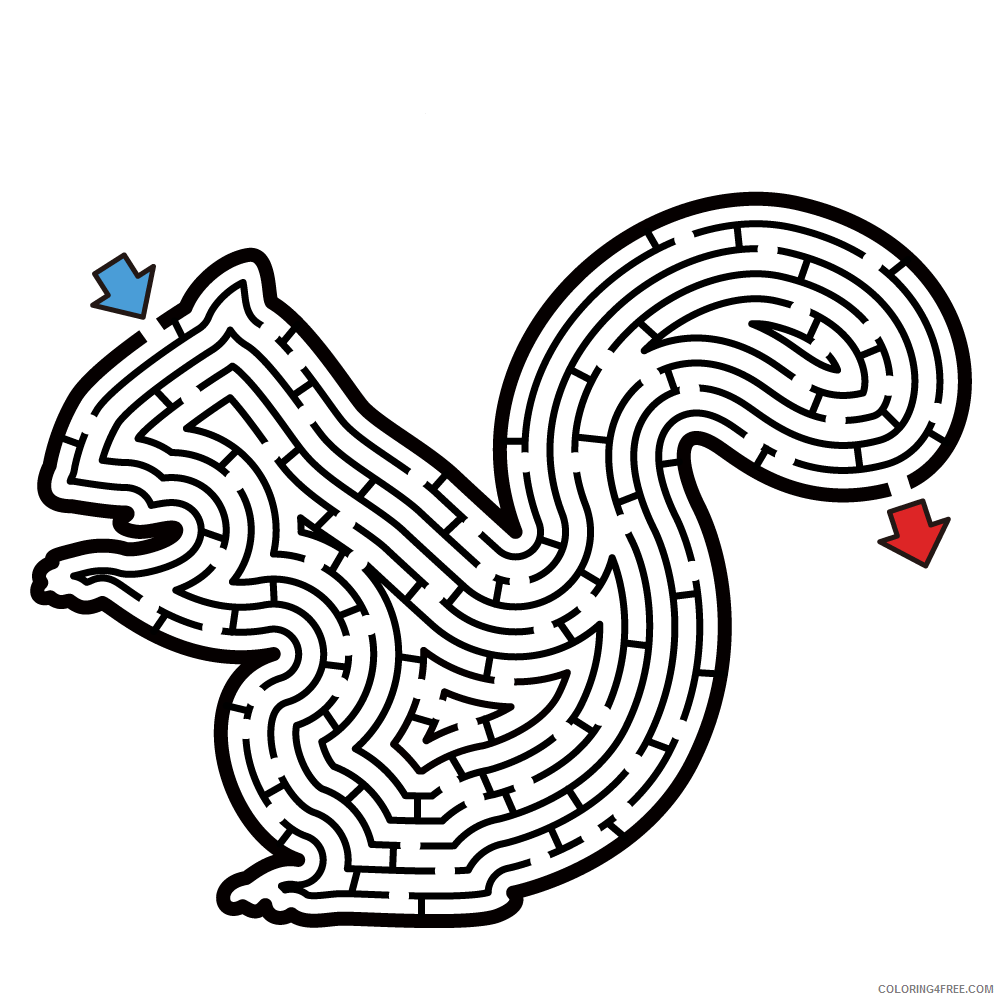 Puzzle Coloring Pages Squirrel Maze Puzzle Medium Hard Printable 2021 4974 Coloring4free