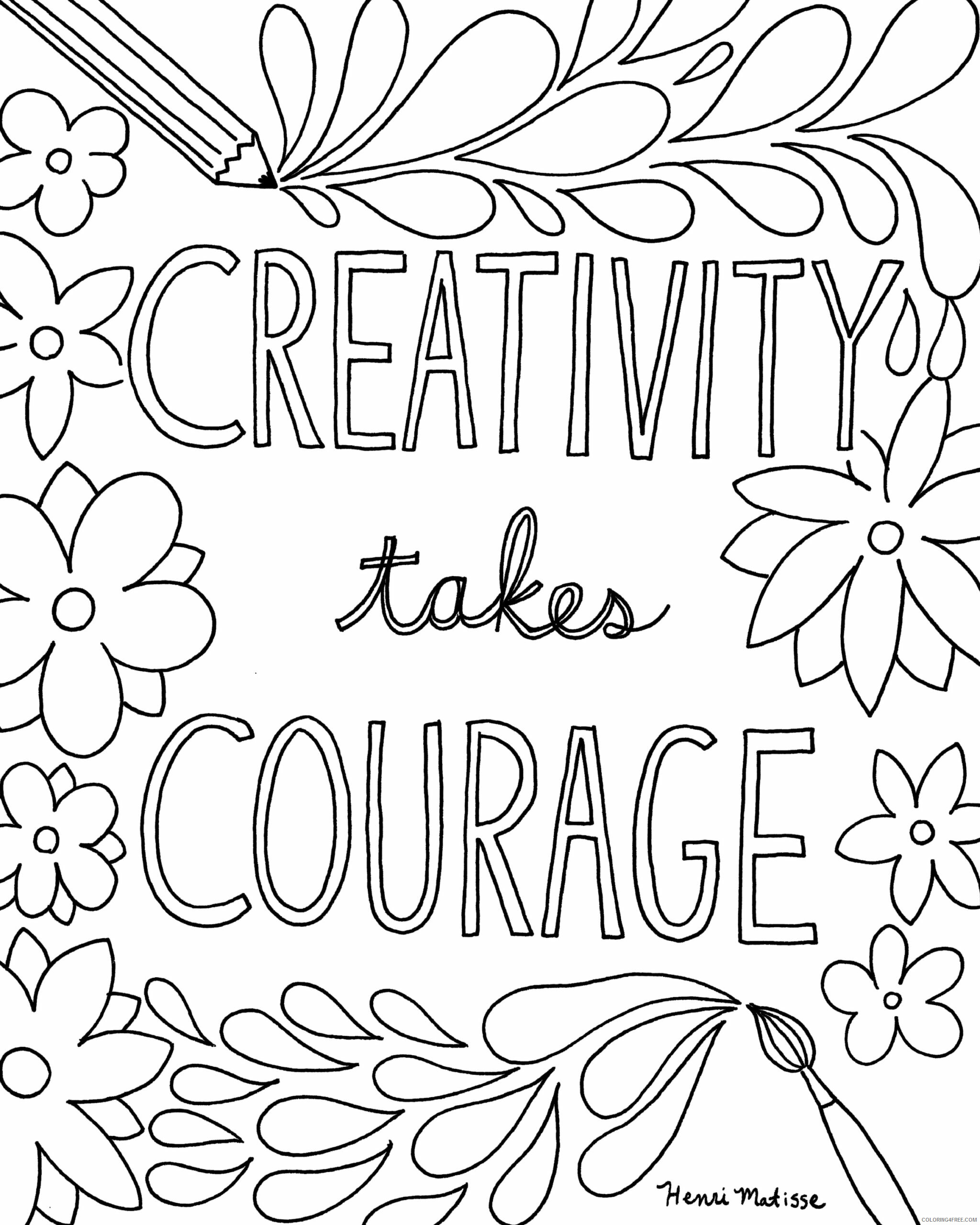 Quote Coloring Pages Creativity takes Courage Quote Printable 2021 4991 Coloring4free