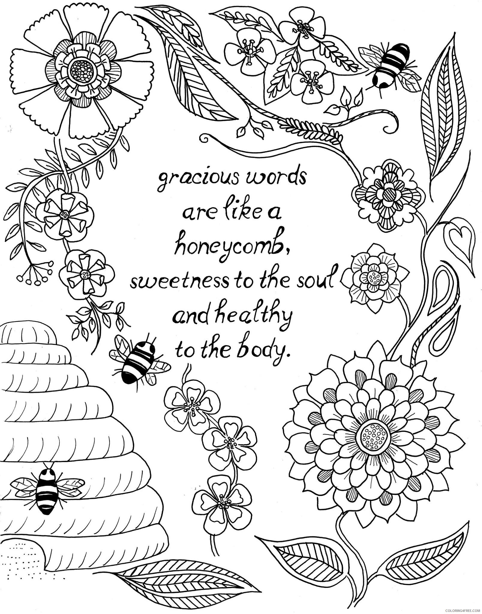 Quote Coloring Pages Gracious Words Quote Printable 2021 4994 Coloring4free