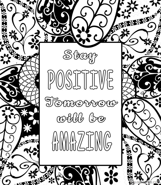 Quote Coloring Pages Positive Quote Printable 2021 4996 Coloring4free