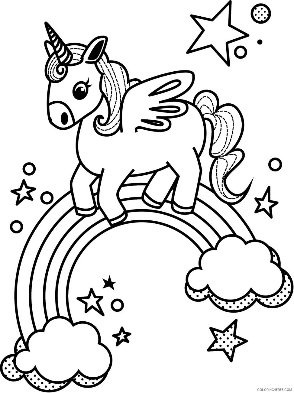 Rainbow Coloring Pages little_unicorn_n_rainbow a4 Printable 2021 5012