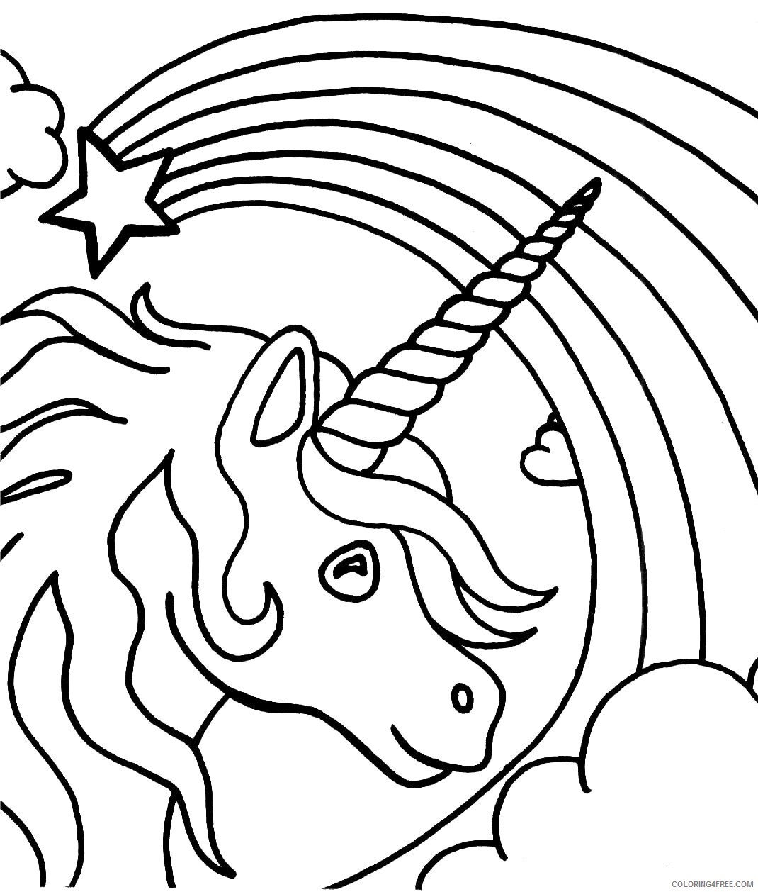 Rainbow Coloring Pages unicorn_head_and_rainbow a4 Printable 2021 5047 Coloring4free