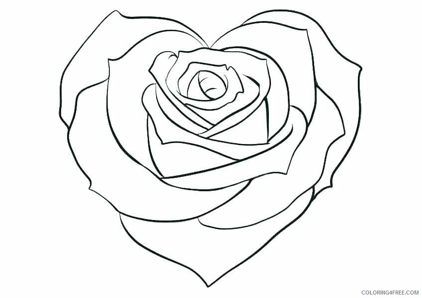 Rose and Heart Coloring Pages Heart Shaped Rose Printable 2021 5118 Coloring4free