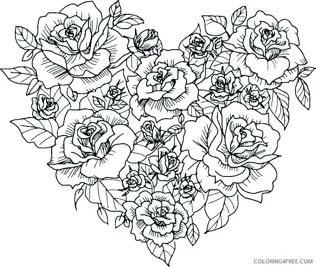 Rose and Heart Coloring Pages Heart of Roses Printable 2021 5113 Coloring4free