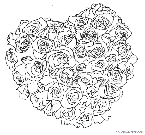 Rose and Heart Coloring Pages Heart of Roses Printable 2021 5114 Coloring4free