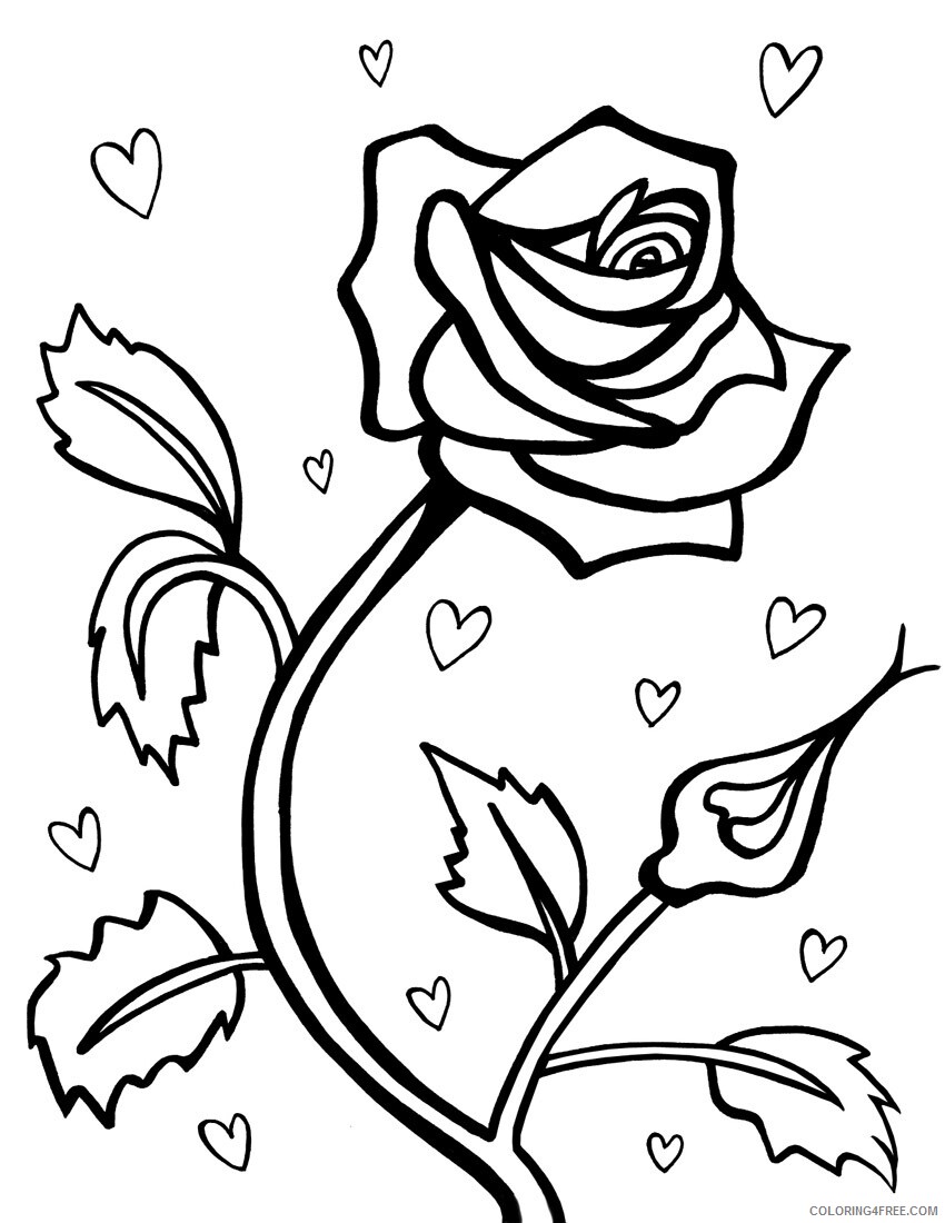 Rose and Heart Coloring Pages Hearts and Roses Printable 2021 5116 Coloring4free