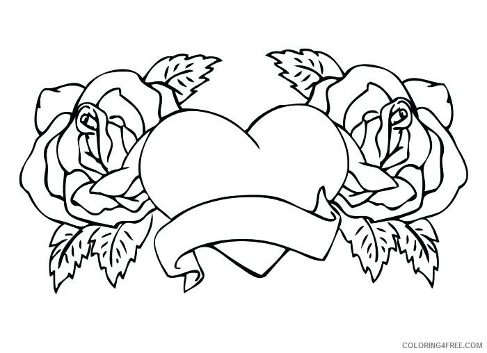 Rose and Heart Coloring Pages Print Roses and Hearts Printable 2021 5121 Coloring4free