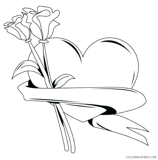 Rose and Heart Coloring Pages Printable Roses and Hearts Printable 2021 5120 Coloring4free