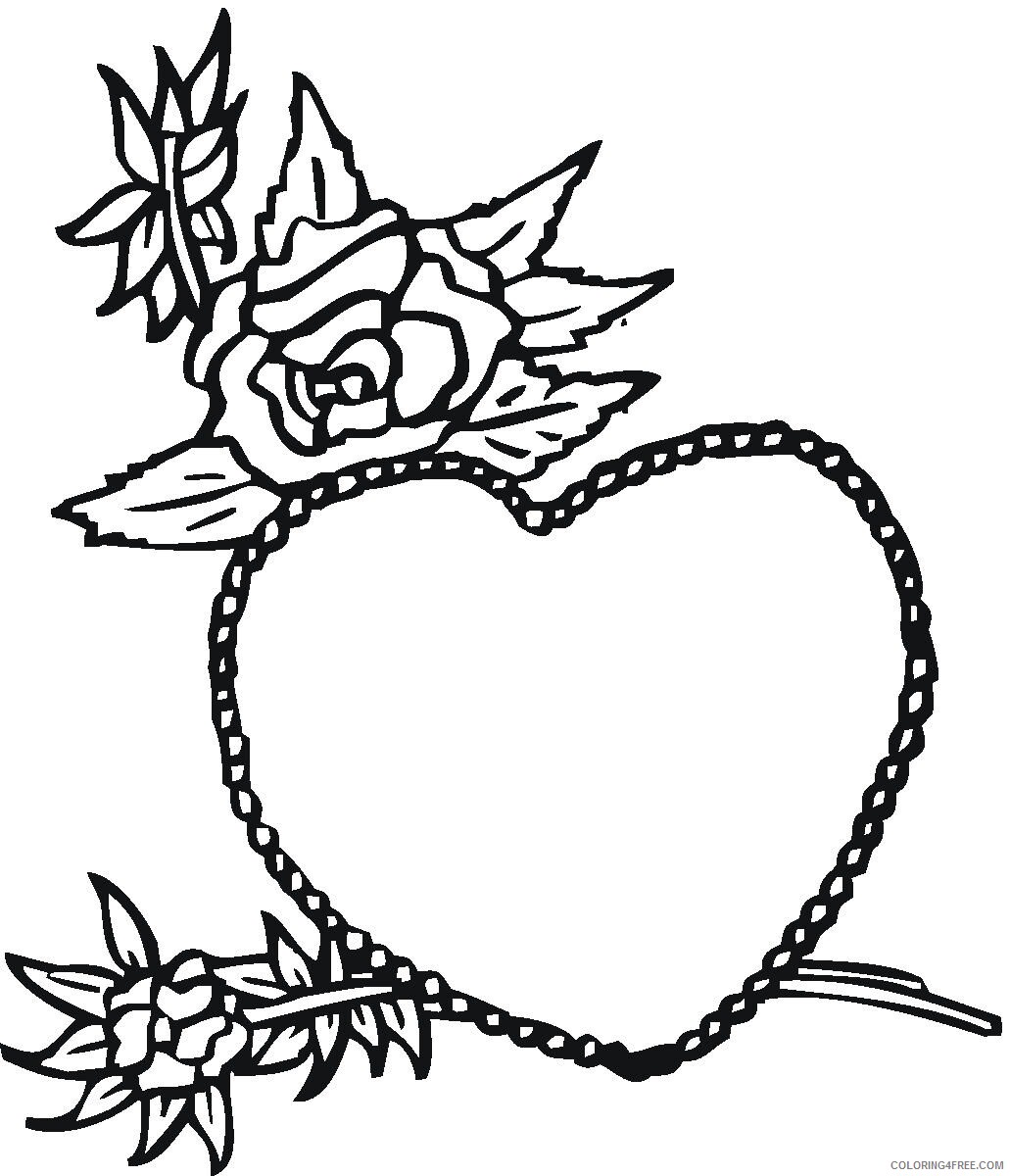 Rose and Heart Coloring Pages Rose and Heart 2 Printable 2021 5122 Coloring4free