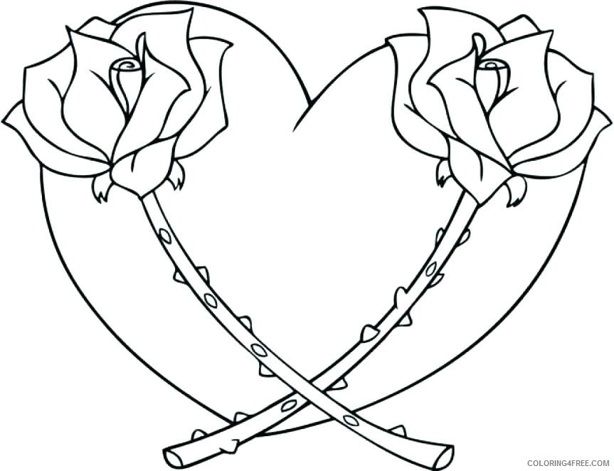 Rose and Heart Coloring Pages Roses and Hearts Printable 2021 5126 Coloring4free