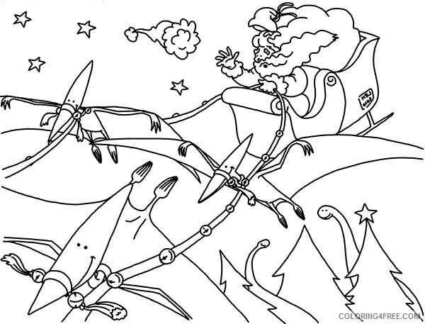 Santa Claus Coloring Pages Santa Claus with Pteranodon Printable 2021 5200 Coloring4free