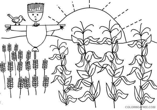 Scarecrow Coloring Pages Corn Plant and Scarecrow Printable 2021 5208 Coloring4free