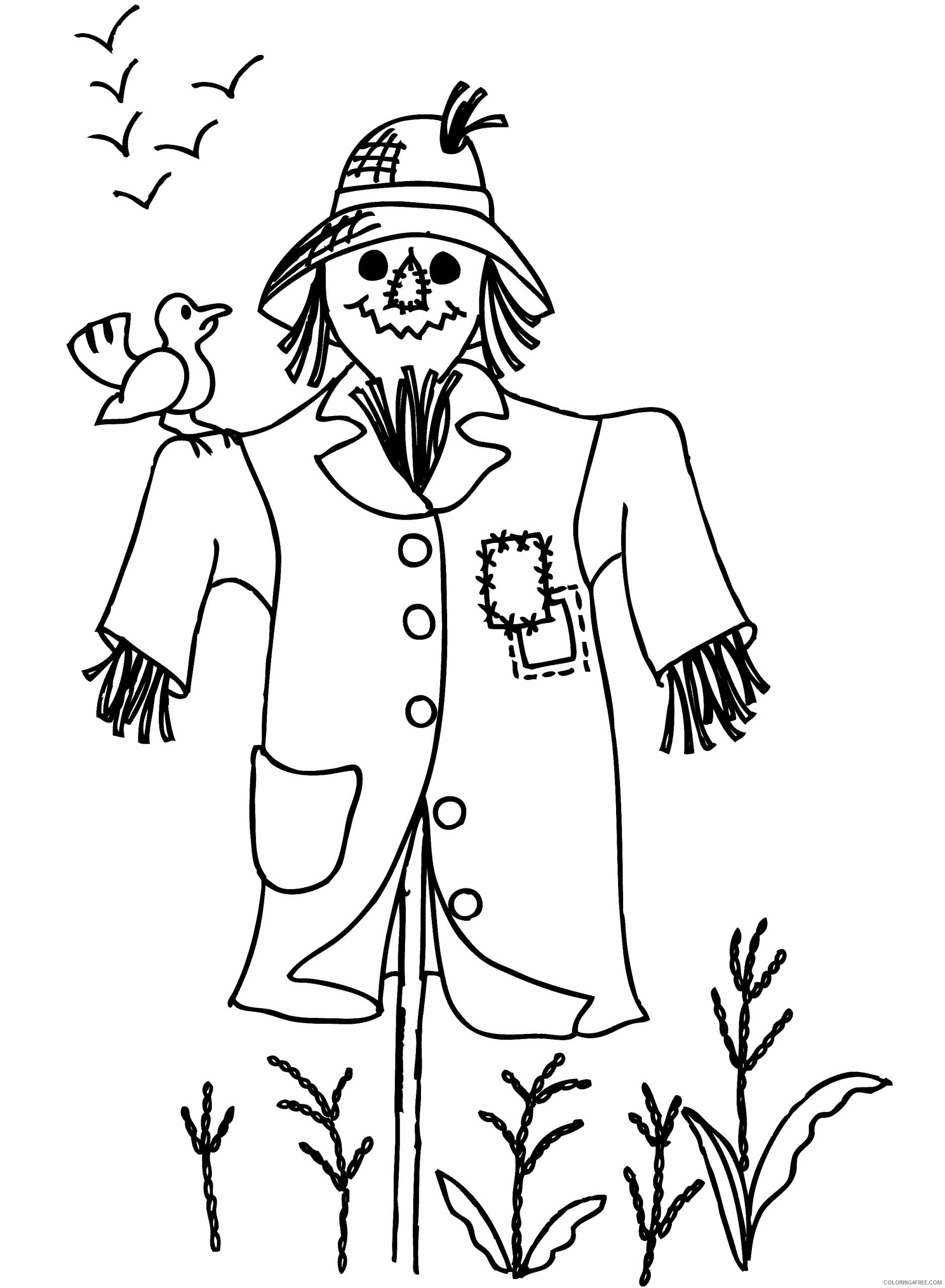 Scarecrow Coloring Pages Crow and Scarecrow scaled Printable 2021 5209 Coloring4free