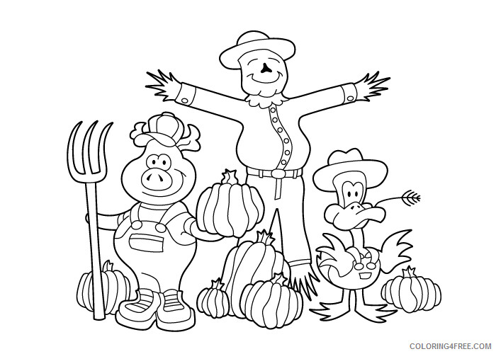 Scarecrow Coloring Pages Pig and duck scarecrow Printable 2021 5217 Coloring4free