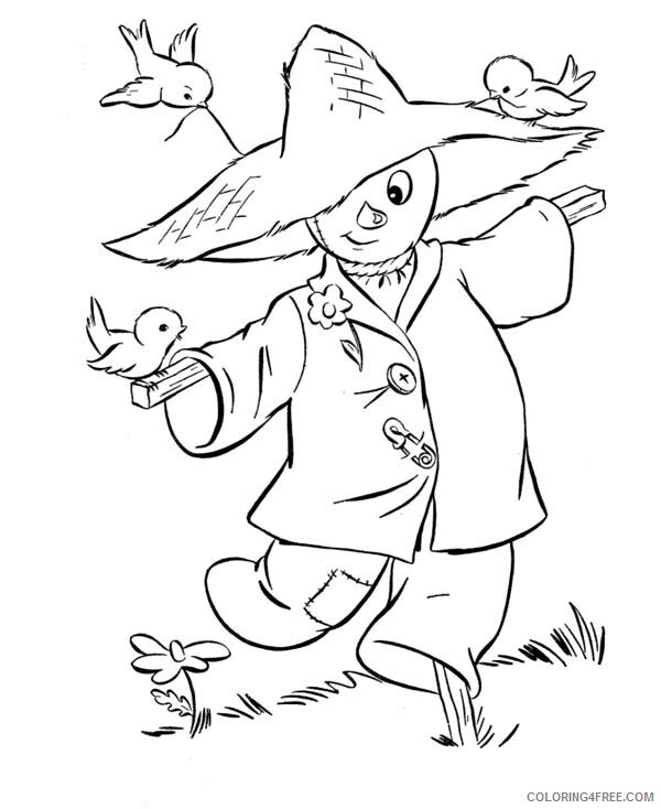 Scarecrow Coloring Pages Scarecrow in Autumn Season Printable 2021 5238 Coloring4free