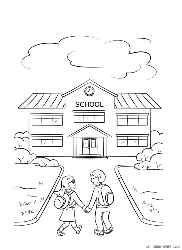School Coloring Pages 1559790155_kids going to school a4 Printable 2021 5242 Coloring4free