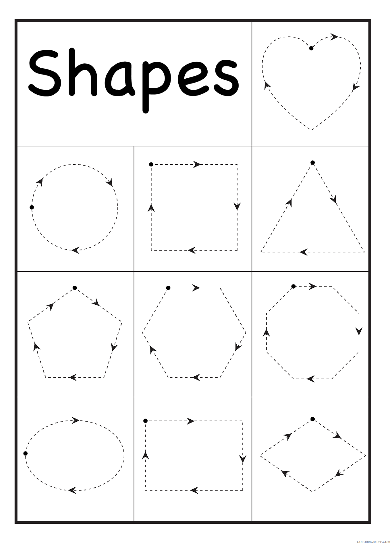 Shape Coloring Pages Preschool Worksheets Draw Shapes Printable 2021 5320 Coloring4free