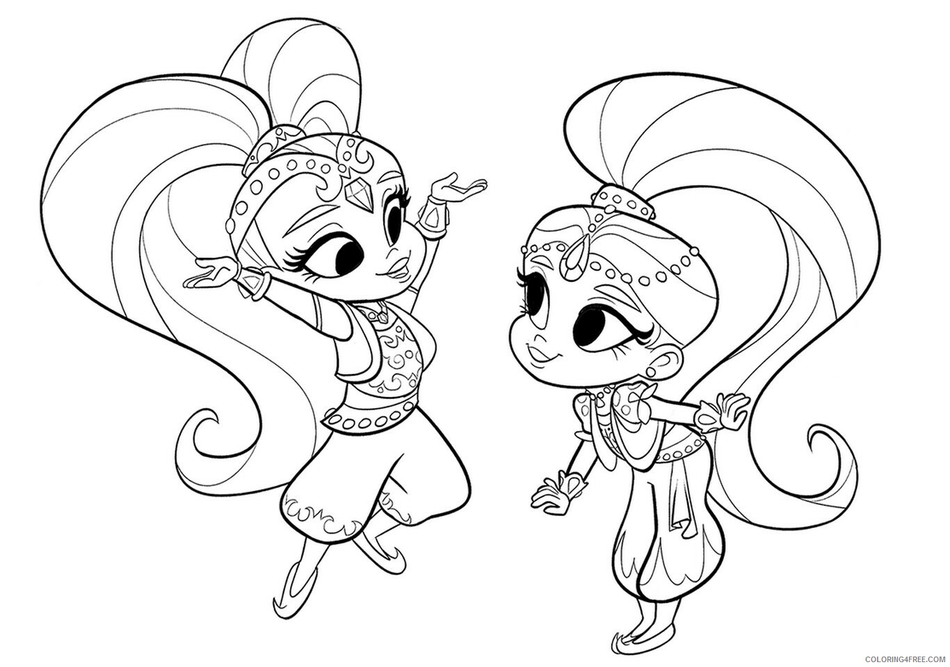 Shimmer and Shine Coloring Pages Shimmer and Shine Printable 2021 5349 Coloring4free