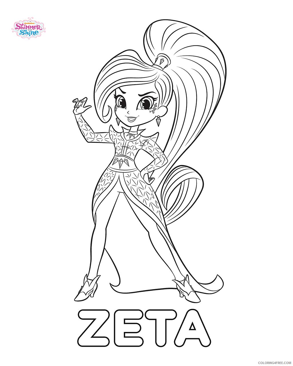 Shimmer and Shine Coloring Pages Zeta Shimmer and Shine Printable 2021 5376 Coloring4free